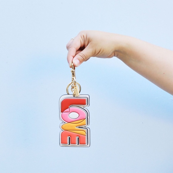 NEW Coach Large Leather Keyring KeyFob Bag Charm In Signature Canvas - Picture 10 of 12